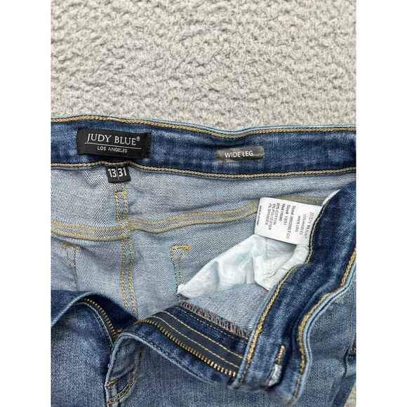 JUDY BLUE Celeste High Rise With Distressed Crop Wide Leg Sz 13/31 - Picture 8 of 8